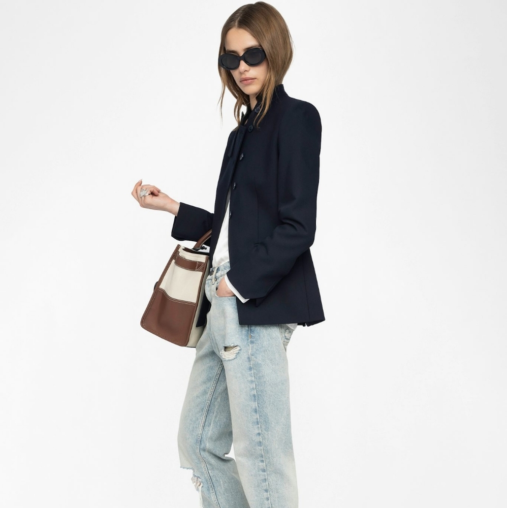 Zadig & Voltaire Verysa Navy Asymmetrical Blazer - Picture 4 of 14